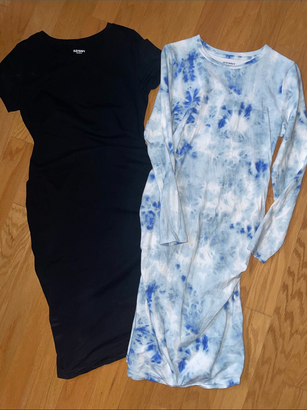 Old Navy Maternity Bundle - Solid Black  & Blue Tie-Dye Dresses